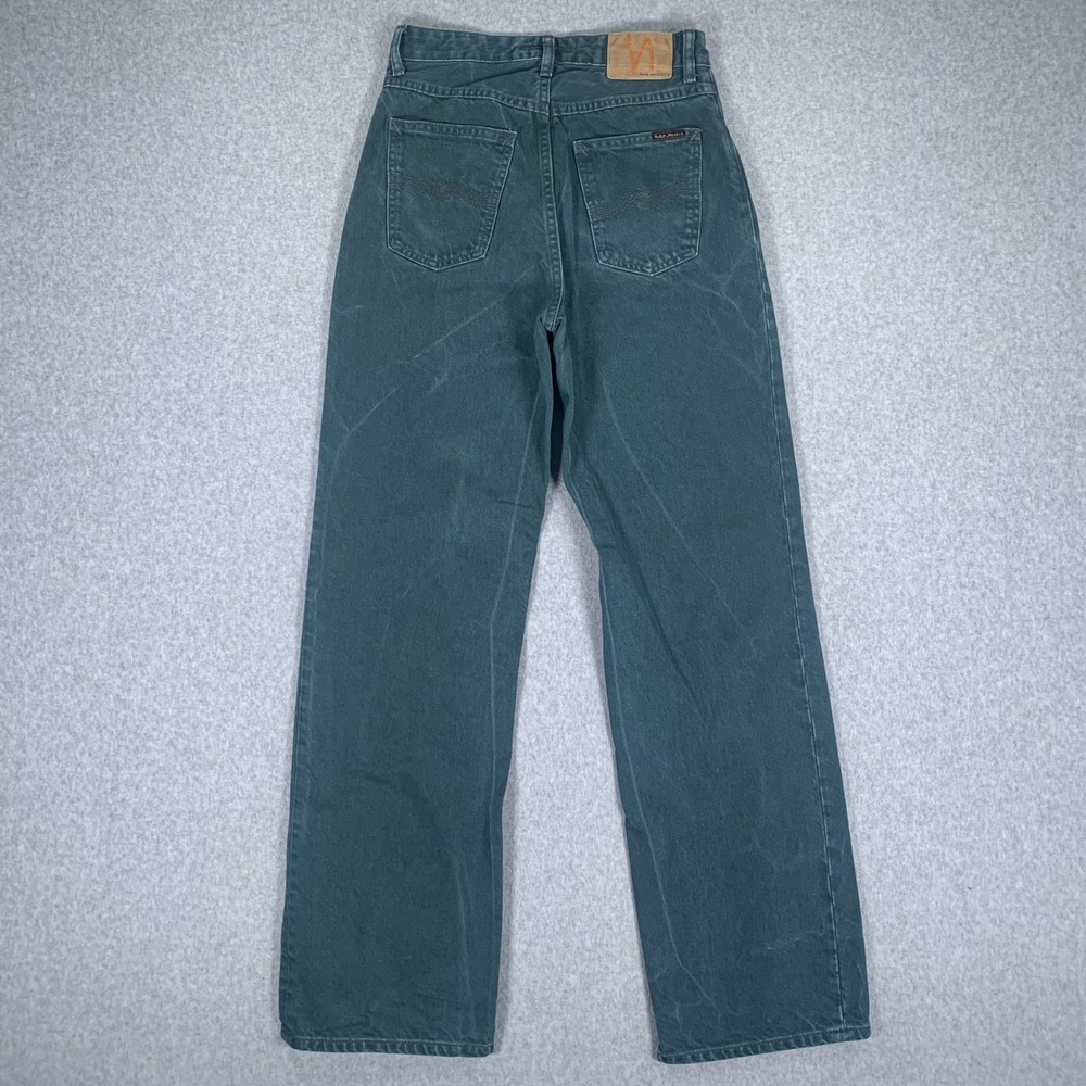 Nudie Jeans Clean Eileen Womens 27 Racing Green Wide Leg High Rise Denim Pants - Picture 3 of 14